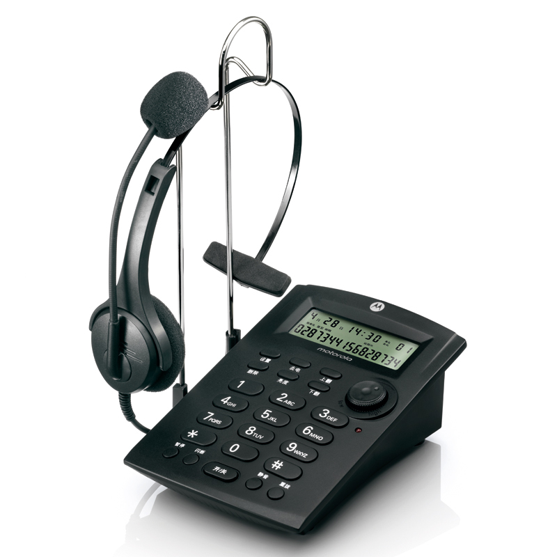 摩托罗拉(MOTOROLA)HT330C耳麦电话机座机 话务耳机 客服/呼叫中心商务头戴式 音频输出 (黑色)