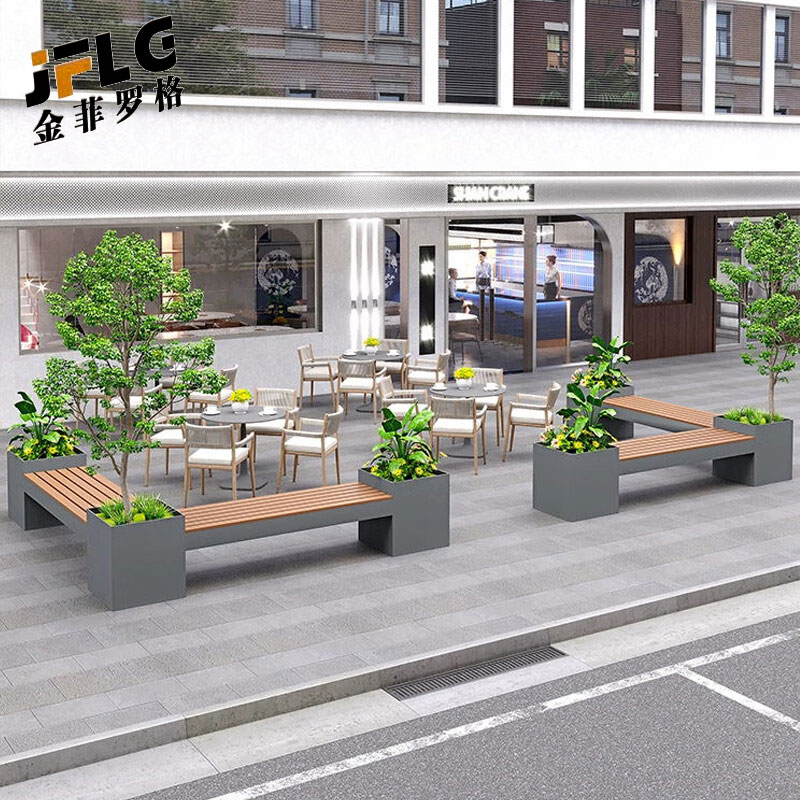金菲罗格户外坐凳花箱 黑色180x40x50CM高清大图