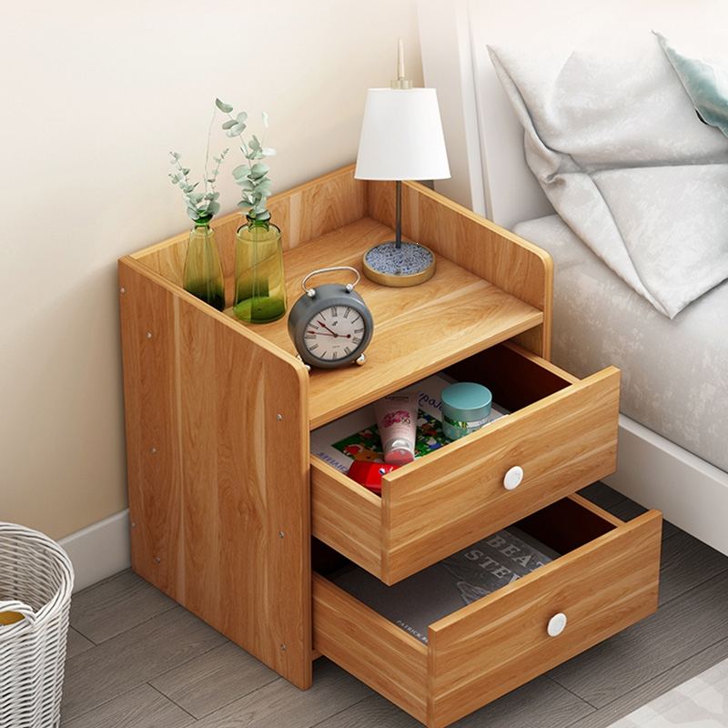 古达带锁床头柜简约现代简易置物架出租房小型储物卧室床边小柜子
