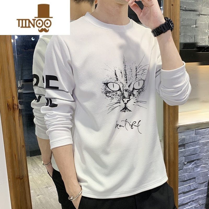 YANXU长袖t恤男2023秋季新款潮流ins卫衣打底衫韩版上衣服修身男装秋款高清大图