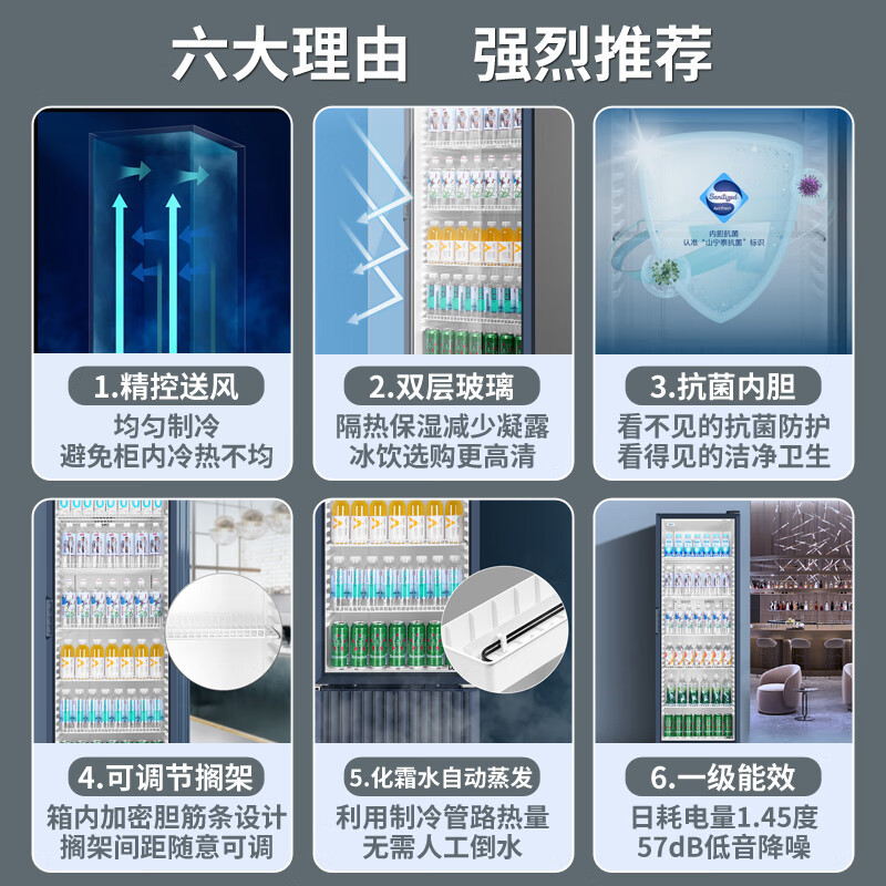 海尔(Haier)展示柜冷藏保鲜柜396L容量立式冰柜商用风冷无霜冷柜商超便利店啤酒约装245瓶饮料柜 SC-412S高清大图