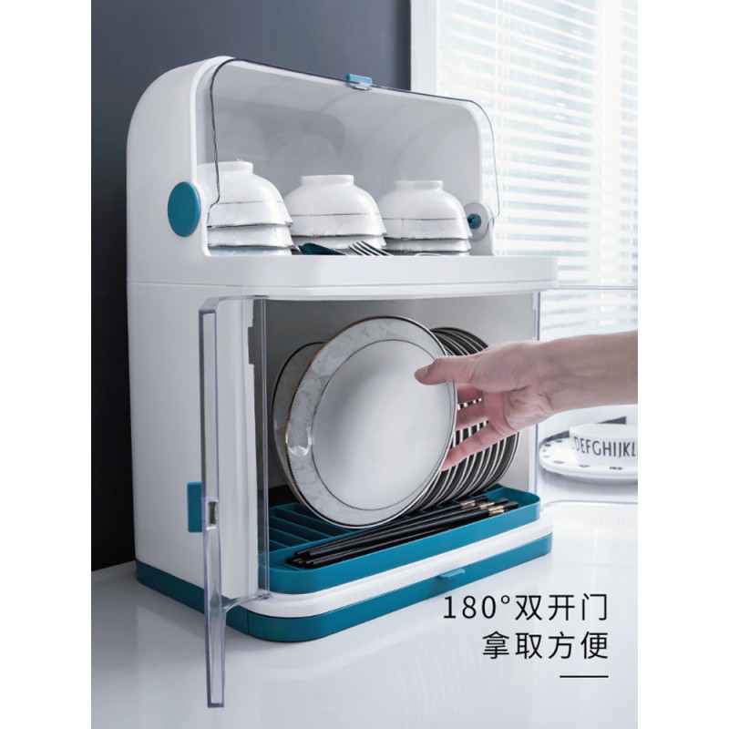 碗筷收纳盒带盖带沥水碗架家用放碗盘碟箱厨房装餐具台面迷你碗柜收纳层架 三维工匠高清大图
