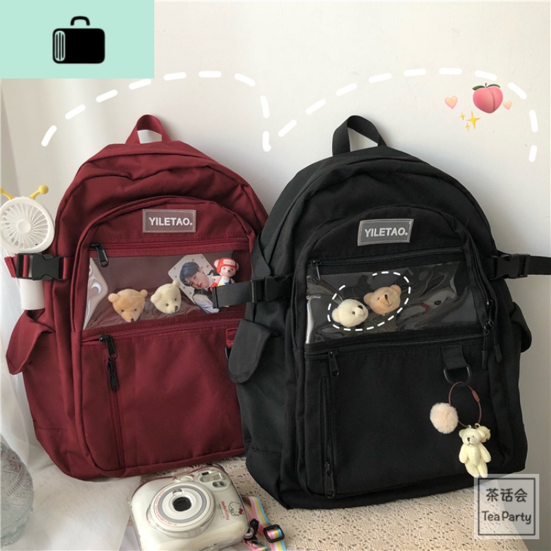 茶话会日系原宿书包女韩国ins高中学生街拍工装双肩包男旅行背包NEWLAKE高清大图