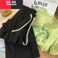 YIBUSHENG胖mm300斤大码高腰显瘦褶皱阔腿裤女季宽松垂感休闲裤薄款裤B L建议85-115斤内 黑色