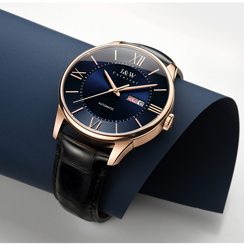 瑞士爱沃驰i&w carnival镂空全自动机械表 男士手表进口机芯男表