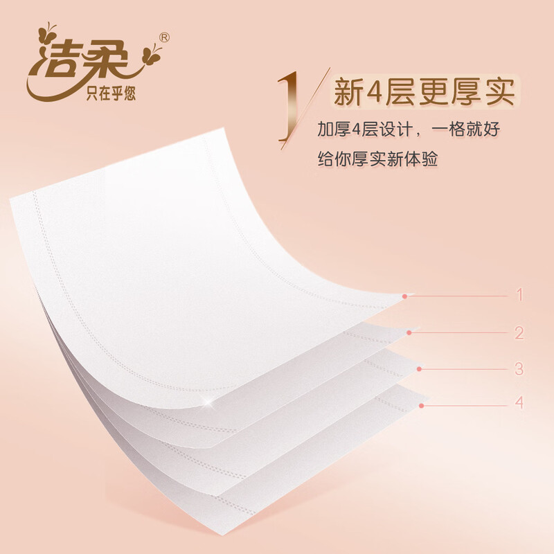 洁柔东方花园卷纸无芯卫生纸4层加厚柔韧细腻 4层 100g/卷*12卷AZ-TW218-12-1T高清大图