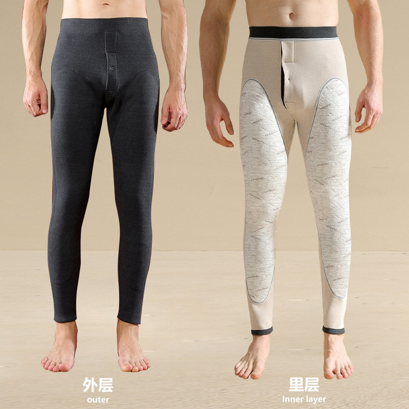 纯羊毛护膝男士保暖裤男款加厚加绒秋裤男蜂窝聚热羊毛裤东北棉裤_165高清大图