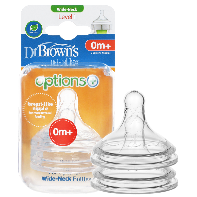 布朗博士(DrBrown’s)爱宝选PLUS流量1宽口硅胶奶嘴(2个装)高清大图