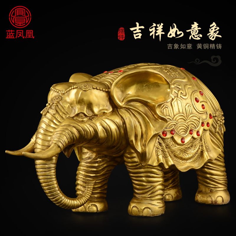 美帮汇铜象摆件铜大象象一对吸水象特大号铜象工艺品 10号新对象卷鼻单只高清大图