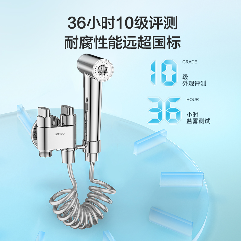 九牧（JOMOO）黄铜角阀4分阀芯紧密防滴漏双控双出冲洗喷枪角阀74095-706/1B-1高清大图