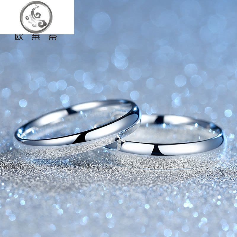 S999纯银情侣戒指男女一对定制刻字开口可调节大小足银素圈对戒款 JiMi图片