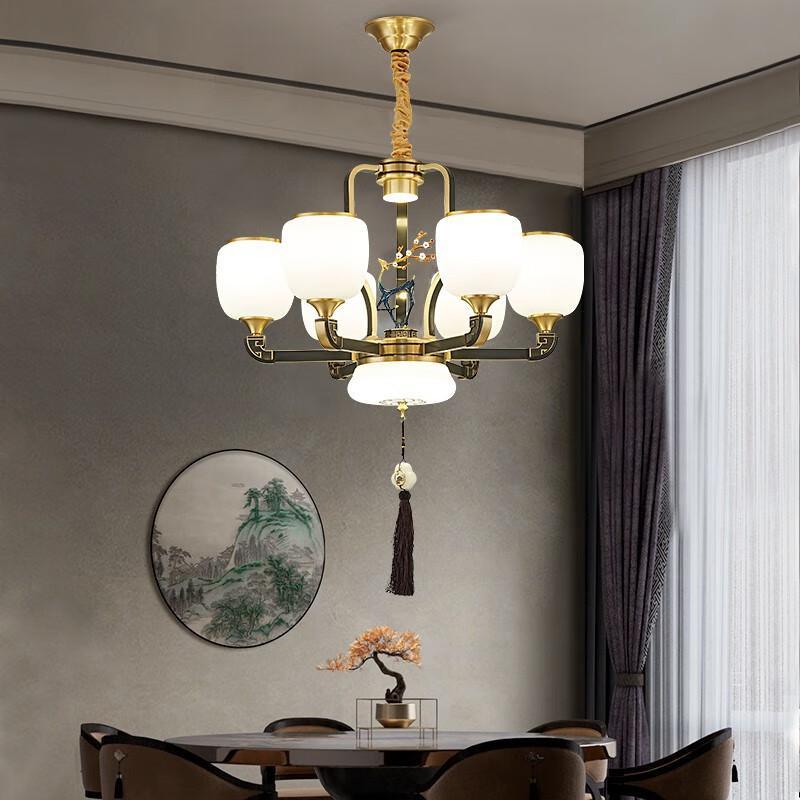 觅物新中式全铜吊灯客厅灯餐厅别墅大厅轻奢中山灯具大气新款禅意茶室