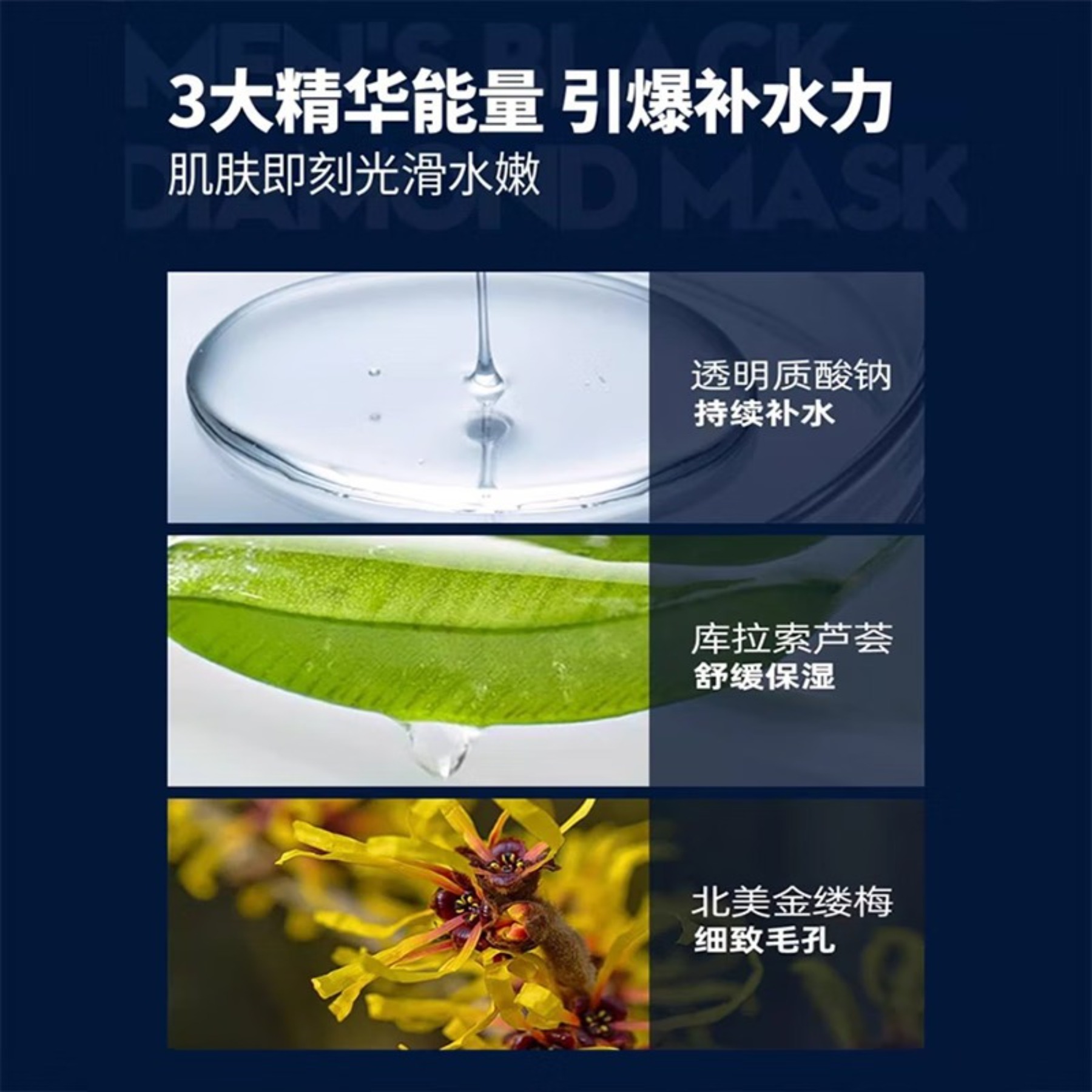 左颜右色男士面膜黑钻竹萃净澈补水保湿提亮肤色免洗面膜25ml*10片高清大图