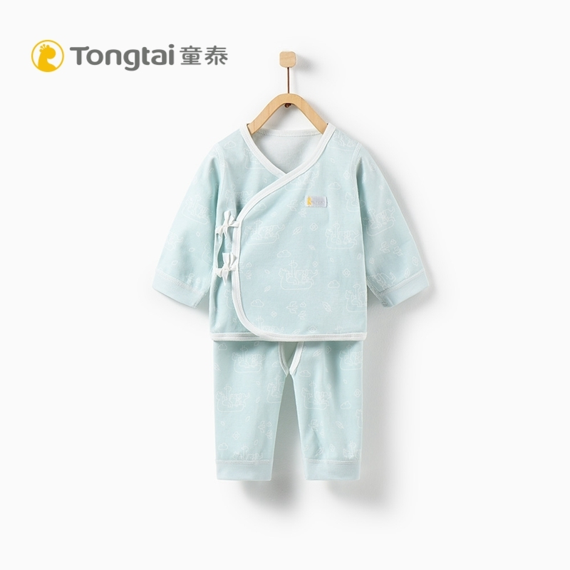 童泰TONGTAI春秋新款初生儿纯棉和服内衣开裆套装0-3个月宝宝上衣裤子两件套婴幼儿通用59cm