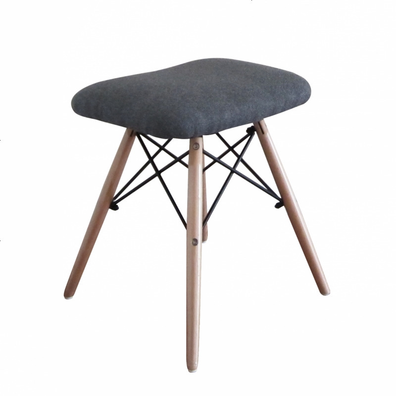 梳妆美甲椅子古筝木头凳子简约卧室化妆台小沙发家用高布艺软方凳 深灰色