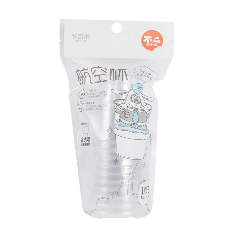 宜洁 航空杯一次性杯子商用加厚透明塑料硬杯水杯 180ml 10只/包