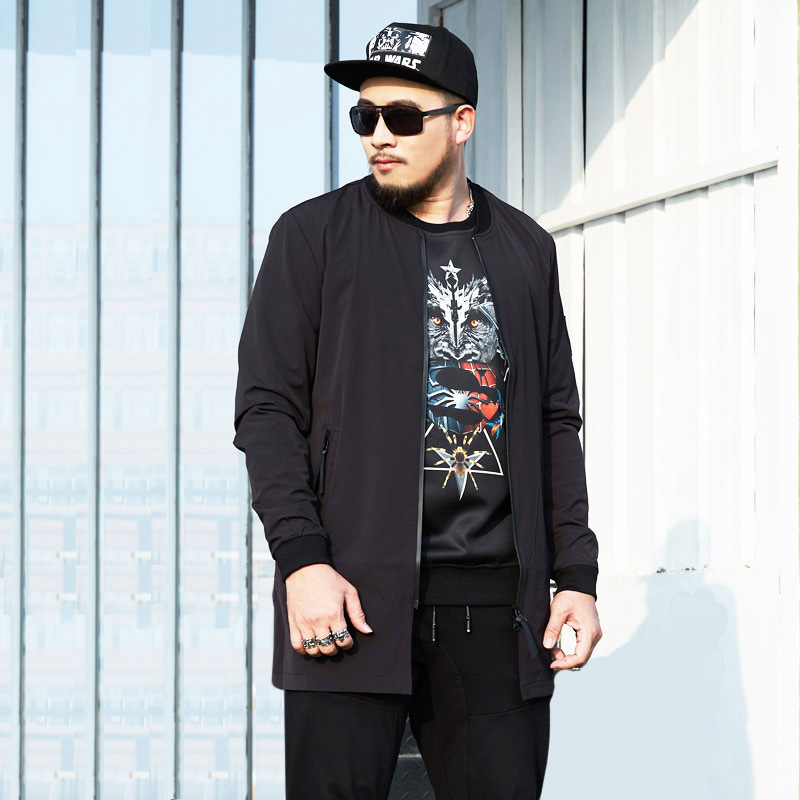 春秋装胖子风衣男加肥加大码中长款休闲薄外套肥佬大衣5xl200斤潮