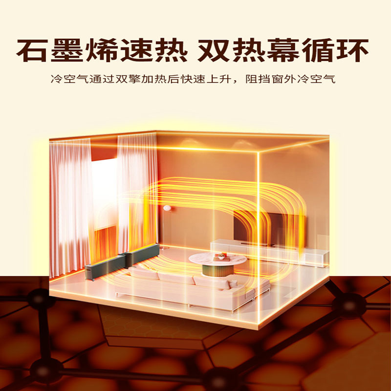 美的(Midea) 取暖器折叠踢脚线暖风机石墨烯电暖器气家用大面积踢脚线取暖器智能遥控浴室防水移动地暖-HDW22EV
