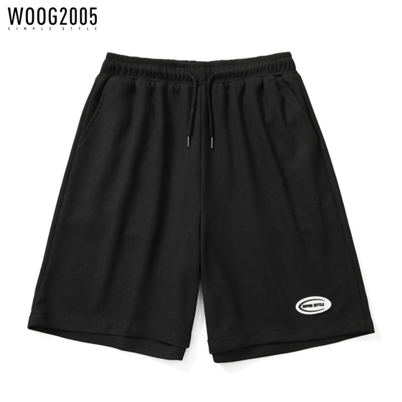 WOOG2005 夏季新款华夫格宽松短裤男中裤五分休闲大码运动裤子男
