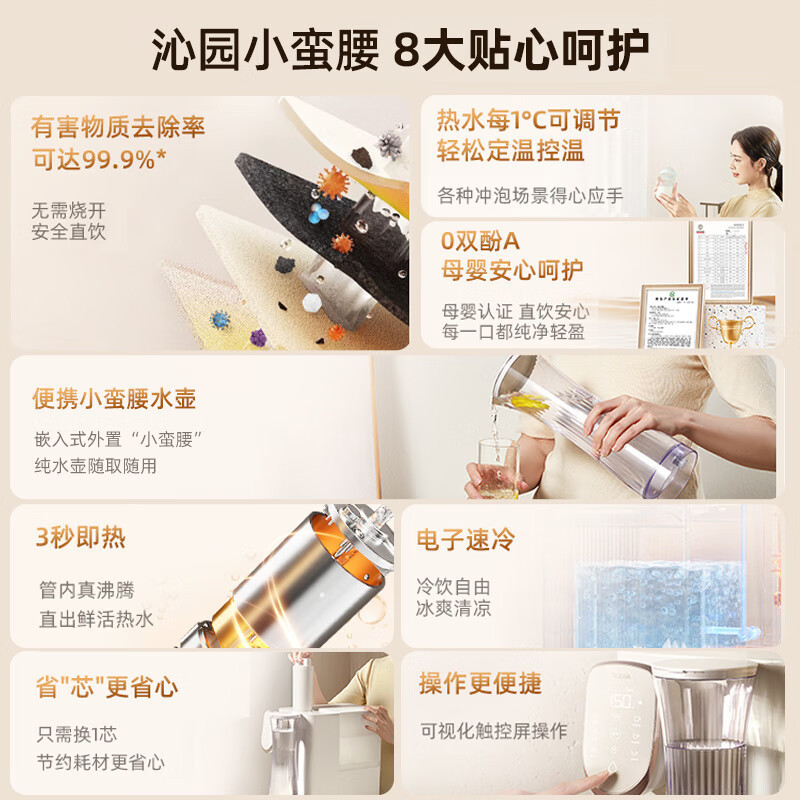 沁园净饮一体机RO反渗透复合滤芯制冷即热台式净饮机免安装速热饮水机家用净水器台上过滤加热直饮水机 小蛮腰Z5151高清大图