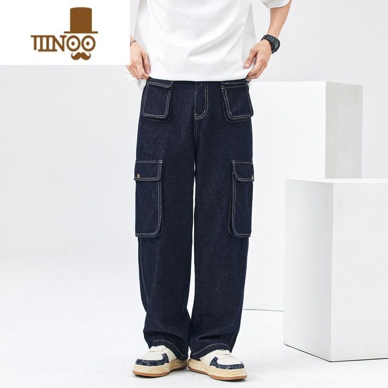 YANXUWOODSOON直筒牛仔裤男生款潮牌百搭垂感工装裤休闲宽松裤子男图片