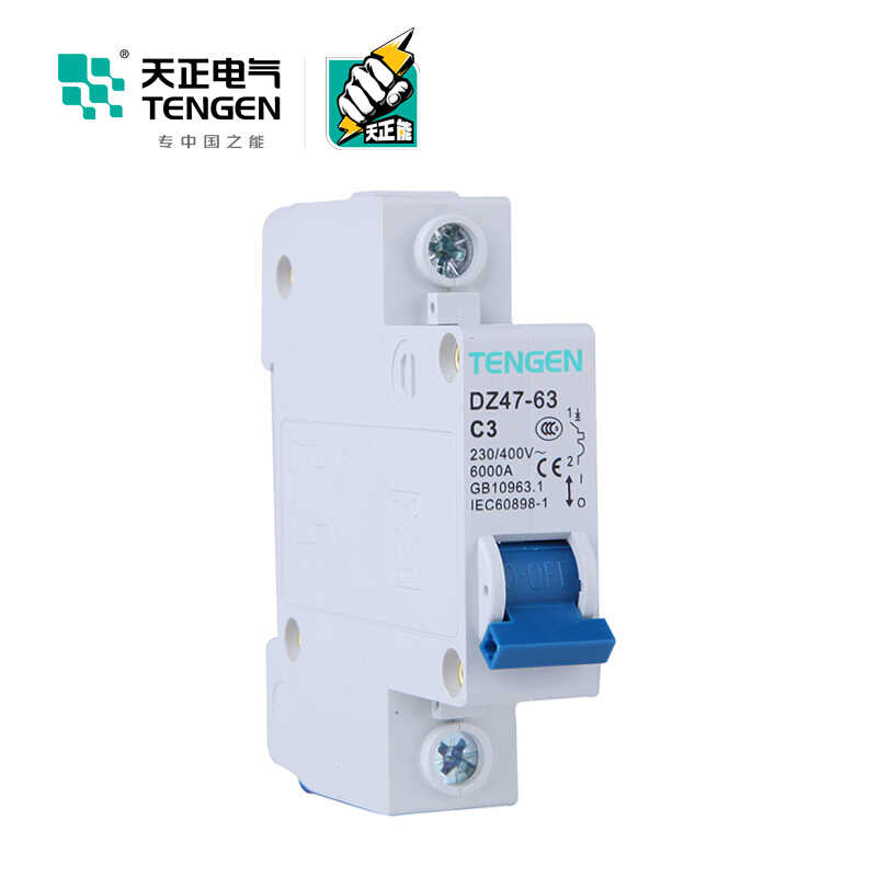 天正电气 空气开关 DZ47-63 1P C 3A 4.5KA 01060020223 微型断路器