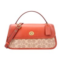 蔻驰 COACH 奢侈品 女士专柜款ORIGINALS系列人造革配皮手提单肩斜挎包焦糖卡其 143 B4NQ4欧美时尚