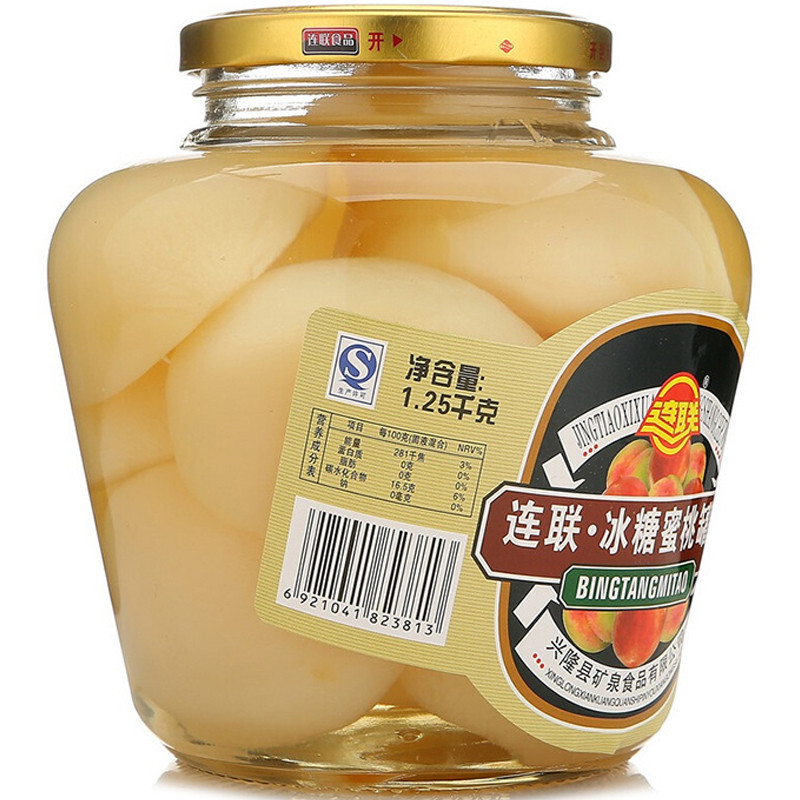 连联冰糖蜜桃罐头1.25kg 蜜桃罐头 水果罐头 开盖即食