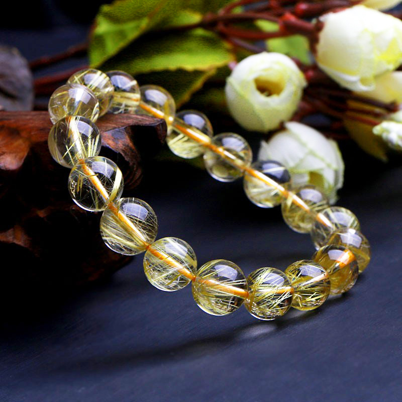 天然金发晶质感水晶手链男女钛晶单圈贵气个性时尚礼品手串5A7A级 7A6毫米金发晶手链