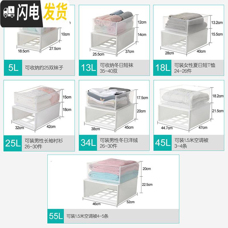 三维工匠抽屉式收纳箱透明塑料衣柜衣物收纳盒整理箱衣服储物箱柜收纳柜子高清大图