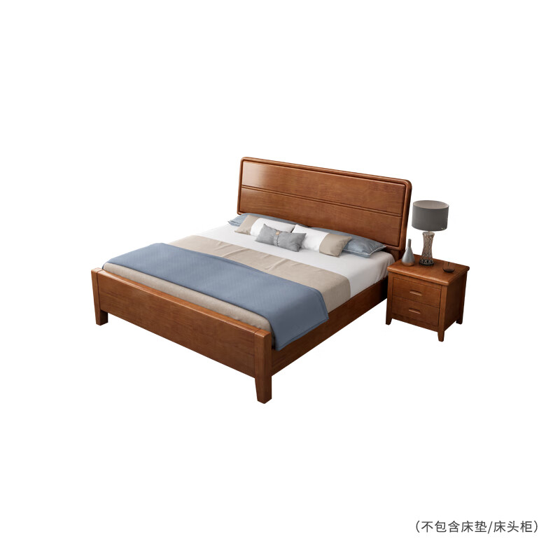 企诺卧室木床松木床板柚木色QNBA1TZF8119-18YM高清大图