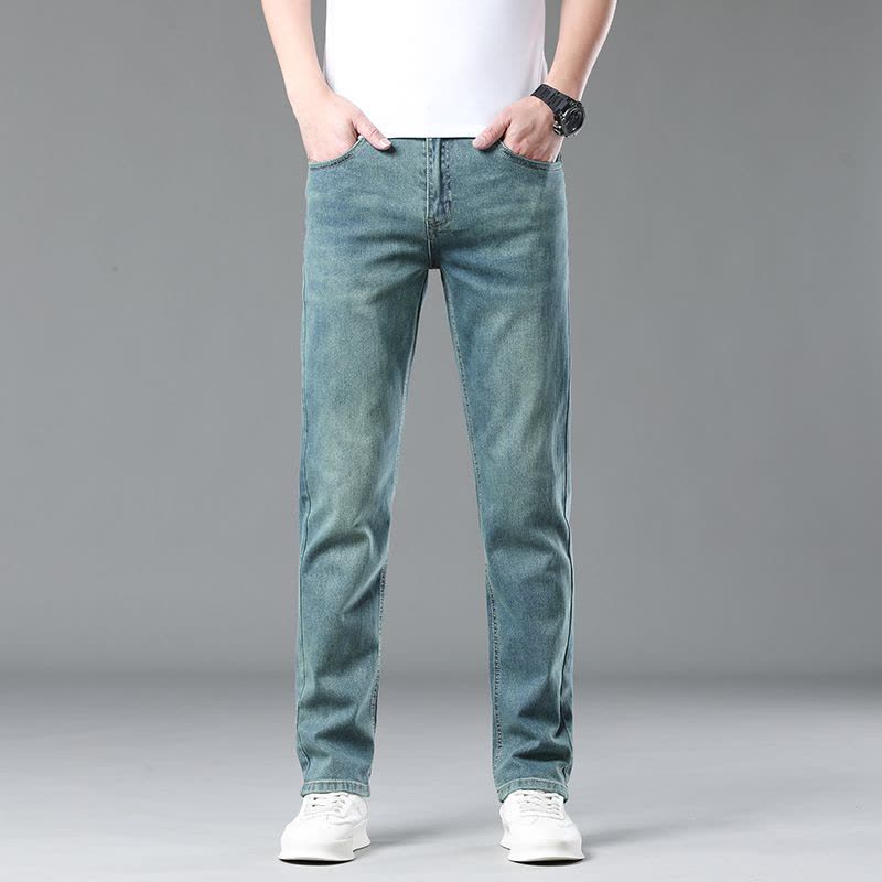 金盾(KIN DON)秋冬款厚款牛仔裤男直筒修身裤冬天纯棉男裤新款休闲裤潮流男士长裤子图片