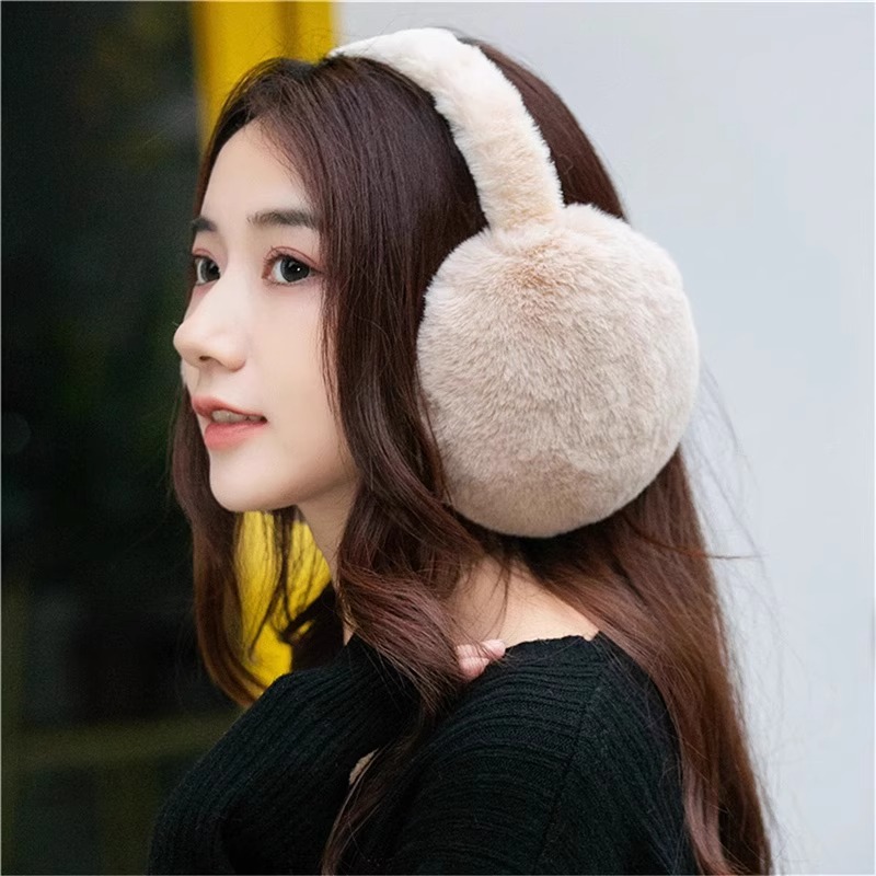 韩式毛绒耳罩可折叠保暖耳套女冬季护耳包可爱加厚防冻防风耳捂子--【可折叠】粉色高清大图