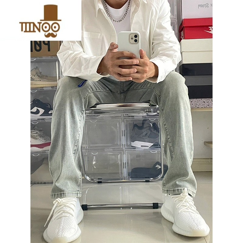 YANXU欧美式黄泥色水洗牛仔裤男潮牌2023新款复古高街宽松直筒长裤高清大图