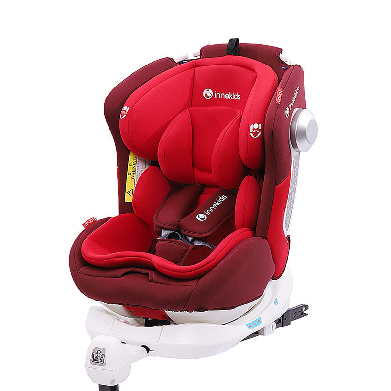 innokids儿童安全座椅汽车用0-4岁-12岁婴儿宝宝360度旋转坐躺isofix接口带支撑腿 幸运红