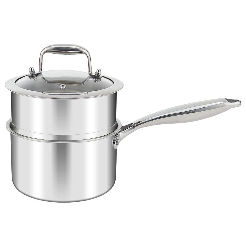 赫巴兹316不锈钢小奶锅蒸锅一体加厚宝宝辅食锅泡面锅不粘锅汤锅图片