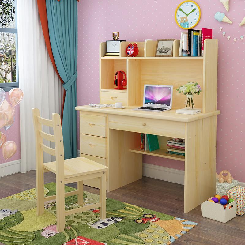 实木电脑桌松木儿童学习桌书桌书柜学习桌简约台式家用写字桌新定制