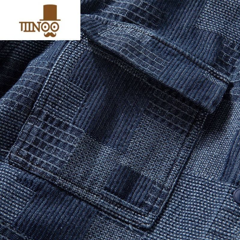 YANXU衬衫男长袖宽松复古ins潮牌上衣格子设计感小众痞帅牛仔衬小高清大图