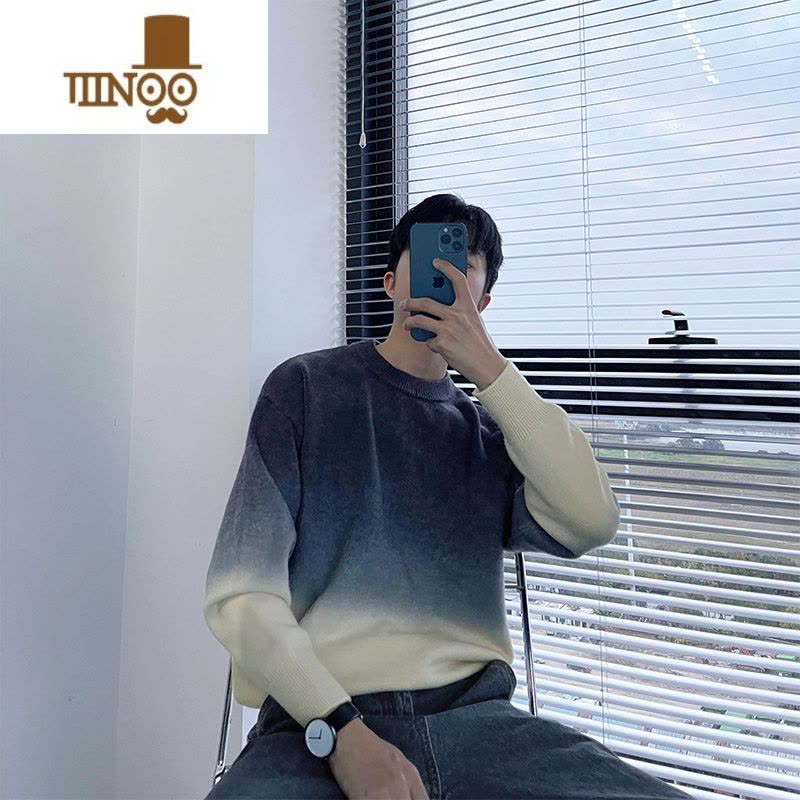 YANXU陈智文新款毛衣2023男套头加厚线衣针织衫加绒冬款打底毛衫图片