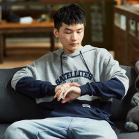 男士卫衣男连帽卫衣男上下拼接连帽卫衣男款运动卫衣男上衣长袖男_87454 统一颜色 XL