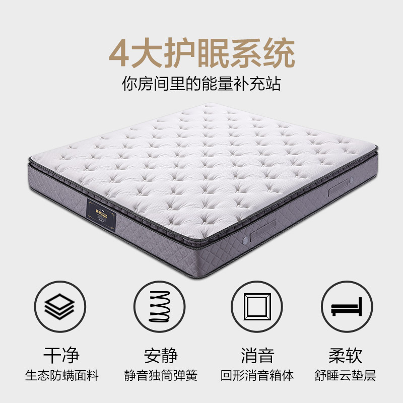 慕思床垫 高回弹海棉防螨床垫 独袋装弹簧床垫软硬两用床垫1.8米 梦诗