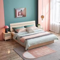 全友家居 床 双人床 框架床 现代简约卧室家具 白橡木纹板式床 106305 箱体床 1800*2000