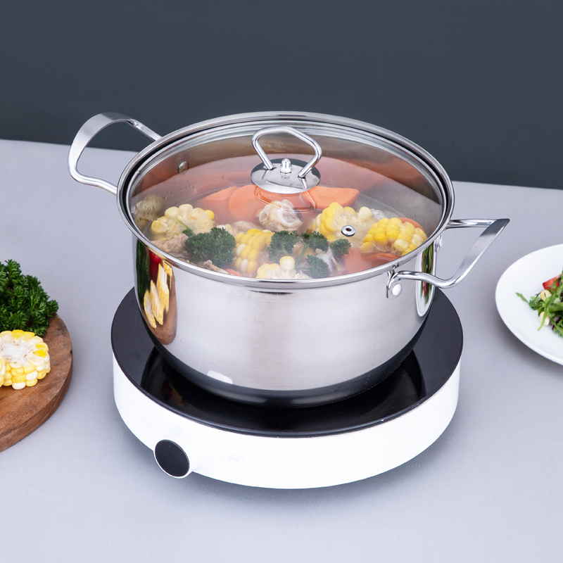 思钢qc024汤锅礼品款外径24cm不锈钢韩式汤锅电磁炉燃气灶通用