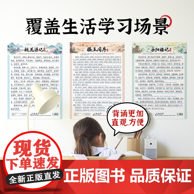 斗半匠小学初中必背古诗词和文言文挂图滕王阁序出师表岳阳楼记高清大图