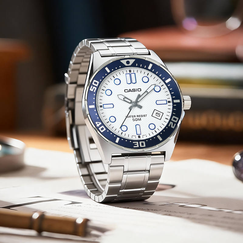 卡西欧男生手表EDIFICE官方正品复古时尚指针运动休闲石英表MTD-135D高清大图