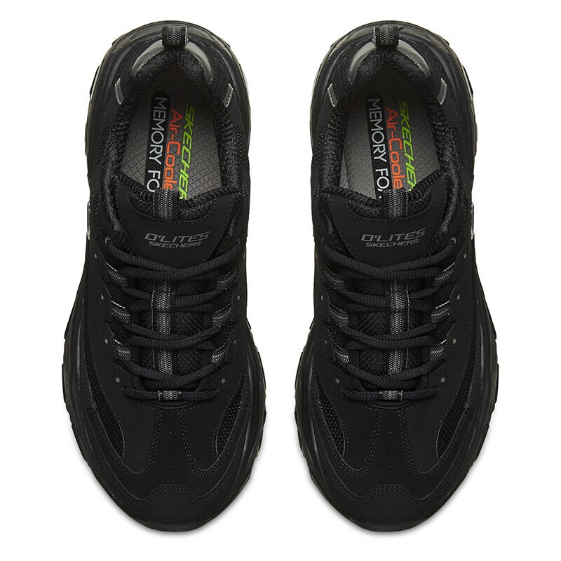 斯凯奇(Skechers)男鞋一代熊猫鞋黑武士厚底老爹鞋休闲鞋经典运动鞋 52675-BBK