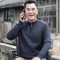 BaLuoShang爸爸毛衣加绒加厚男士拉链半高领打底衫秋冬季中老年父亲线衣宽松毛衣