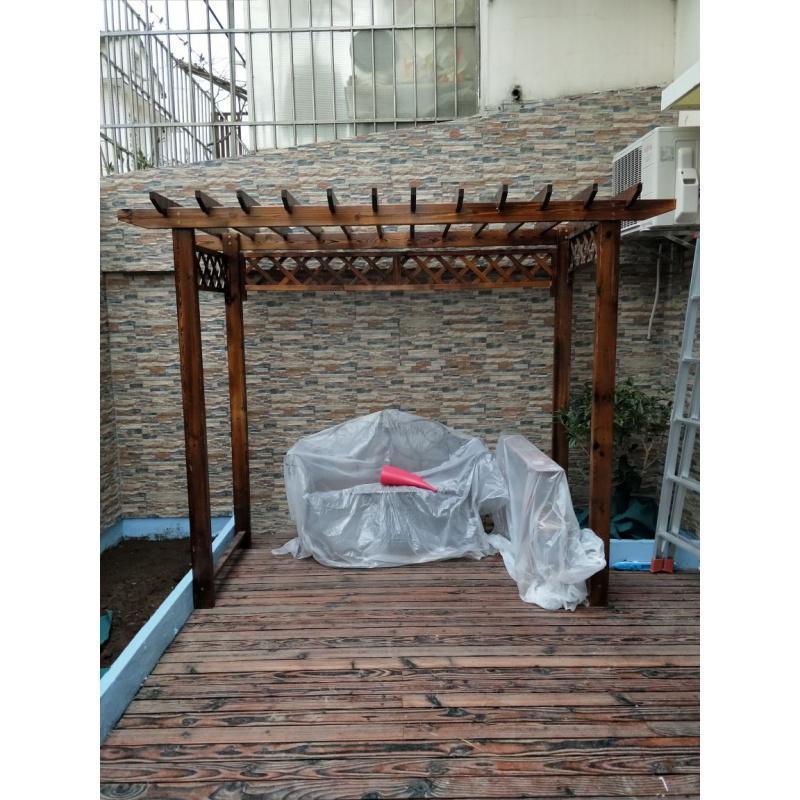 防腐木屋凉亭葡萄架实木花园爬藤架花架户外家具庭院桌椅 加宽款架子（不含桌椅）