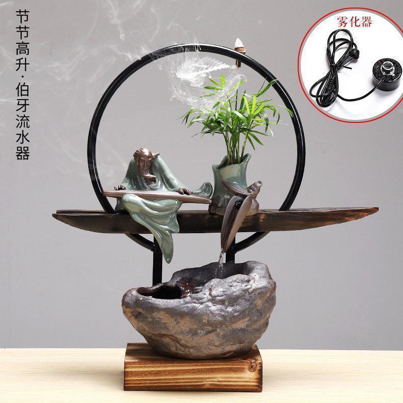 美帮汇创意中式小和尚流水器禅意加湿器陶瓷喷泉家居客厅书房工艺品摆件高清大图
