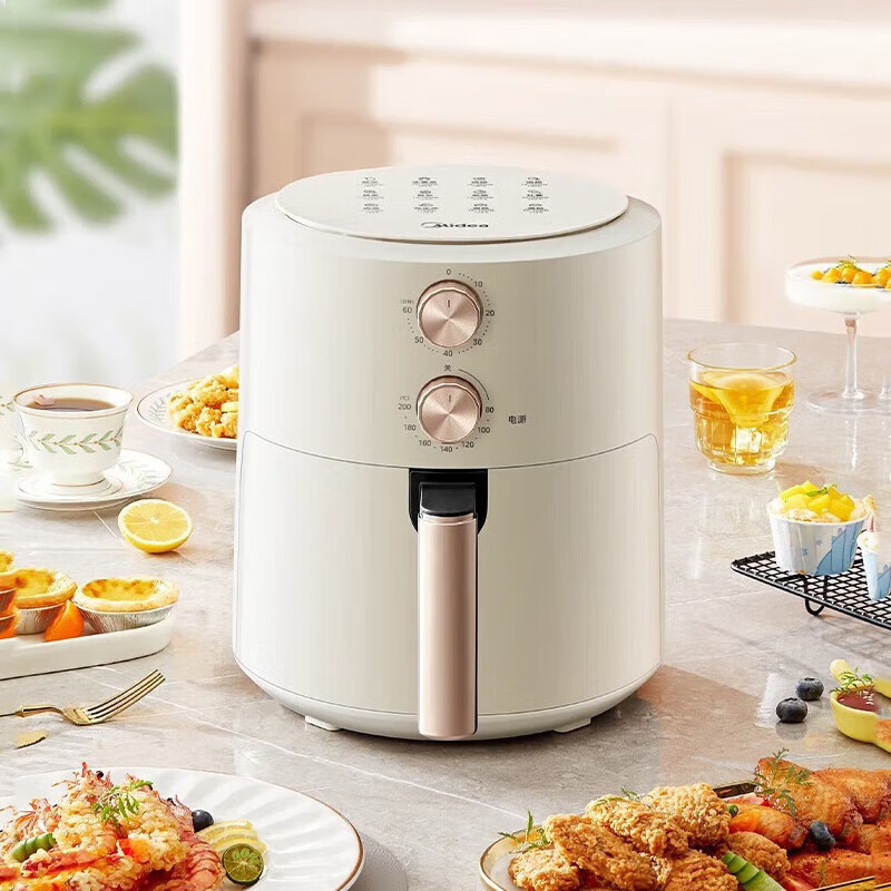 美的(Midea)空气炸锅大容量不用翻面家用多功能电炸锅智能定时无油低脂煎炸锅 MF-KZE5004高清大图